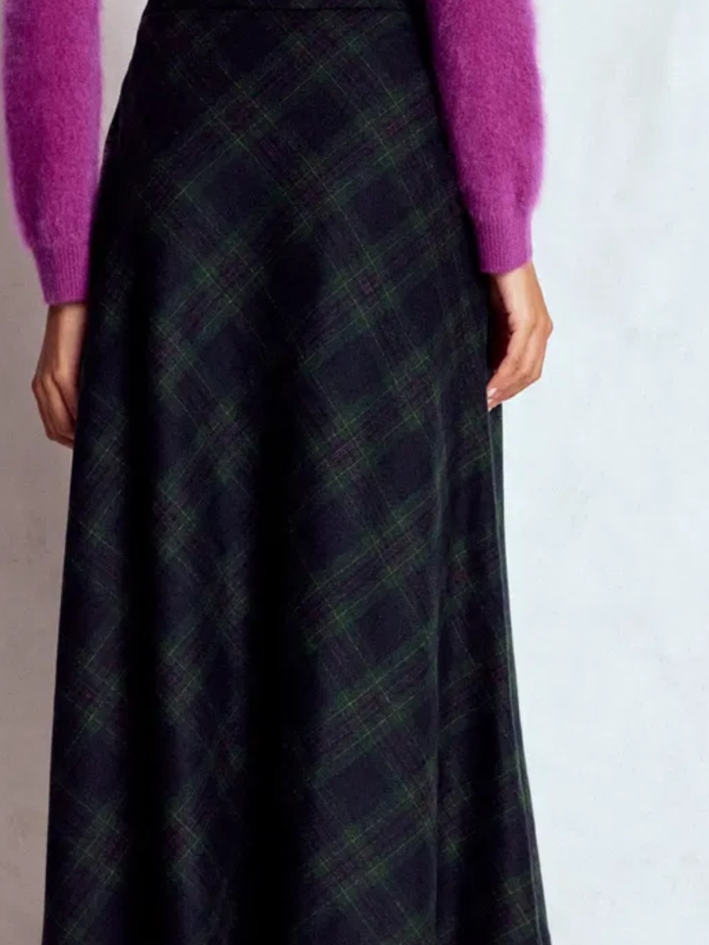 Boden Hayley Wool Blend Slip Skirt -Navy And Green Check - Picture 7 of 10